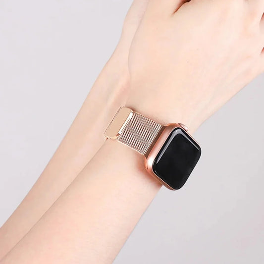Rose Pink | Apple Watch Milanese Magnetic Loop Strap | Stainless Steel Band | 42mm / 44mm / 45mm