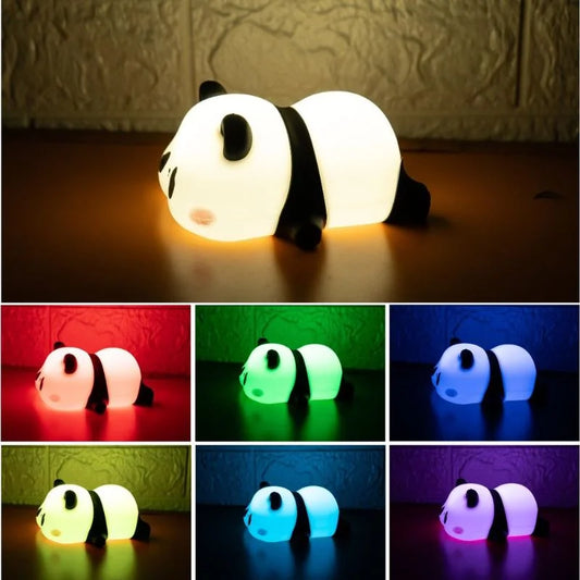 Cute Panda Soft Silicone LED Animal Bedside Lamp | Tap Control & USB Rechargeable | Panda Night Light for Kids