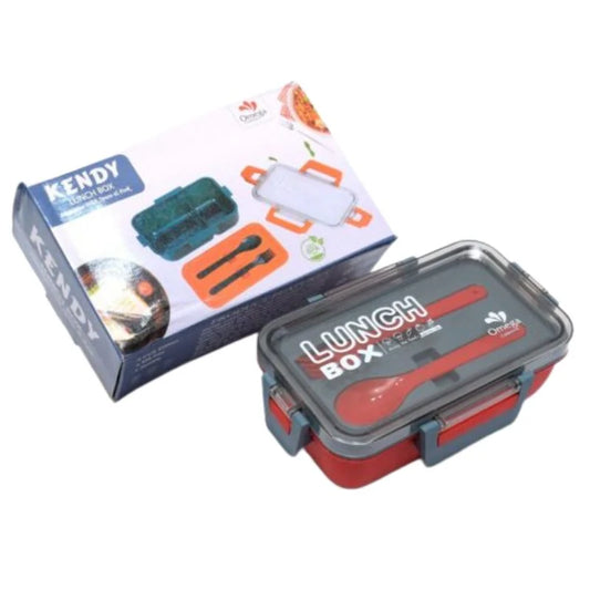 Kendy Lunch Box with Spoon & Fork | 2-Compartment Portable Tiffin Box for School & Office