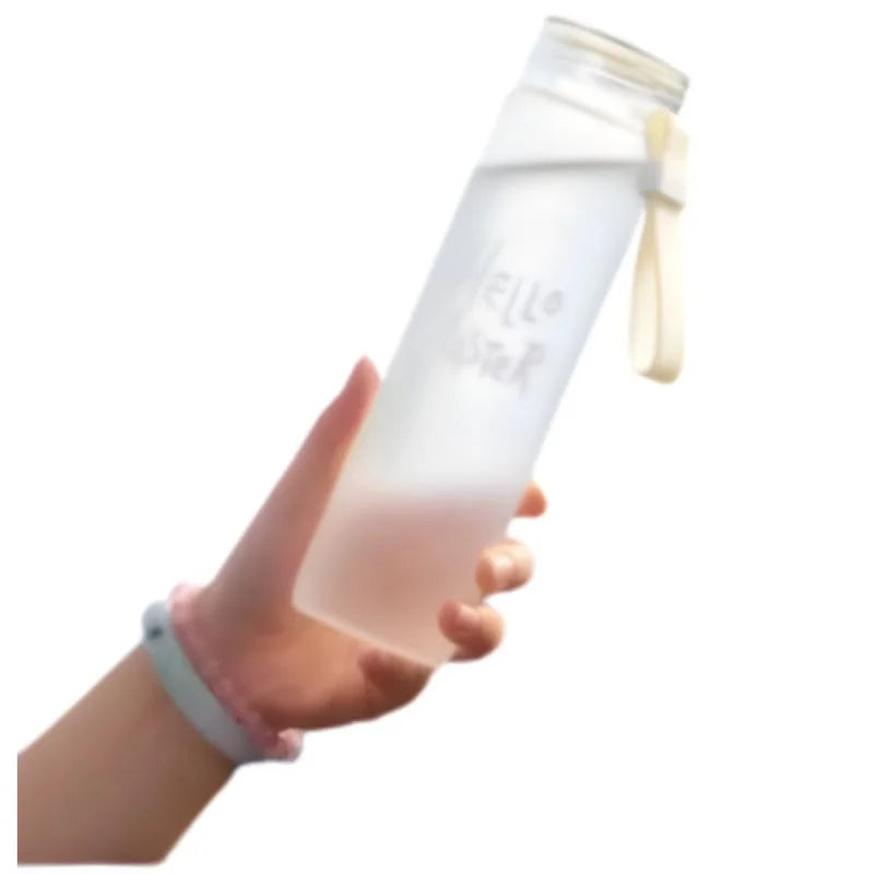 White Frosted Glass Water Bottle | Leak-Proof Insulated Bottle with Hello Master Decal Logo | 400ml