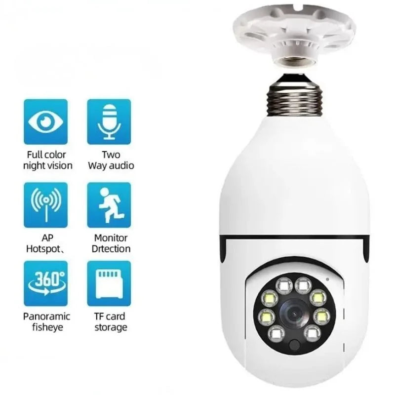 Speed-X Bulb Camera 1080P WiFi 360° Panoramic Security Camera  | Night Vision & Two-Way Audio