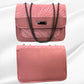 Luxury Women’s Shoulder Bag in Pink Faux Leather for Casual, Work, and Formal Use