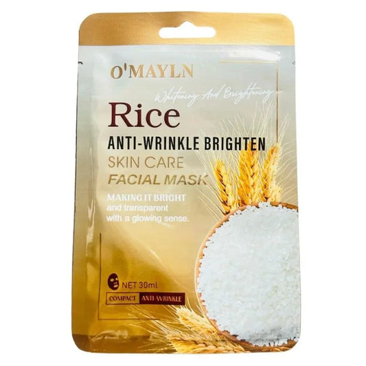 Pack of 2 | O’Mayln Rice Facial Mask | Anti-Wrinkle, Brightening & Hydrating Sheet Mask