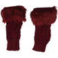 Women’s Faux Fur Fingerless Knitted Gloves | Warm Winter Hand Wrist Warmers | Soft, Stylish & Comfortable | Maroon