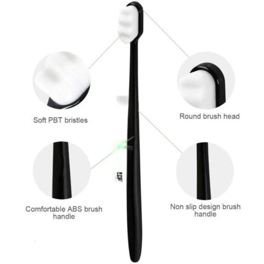 Nano Toothbrush with Travel Case | Ultra Soft Micro-Nano Bristles | For Sensitive Gums, Adults & Kids | Black